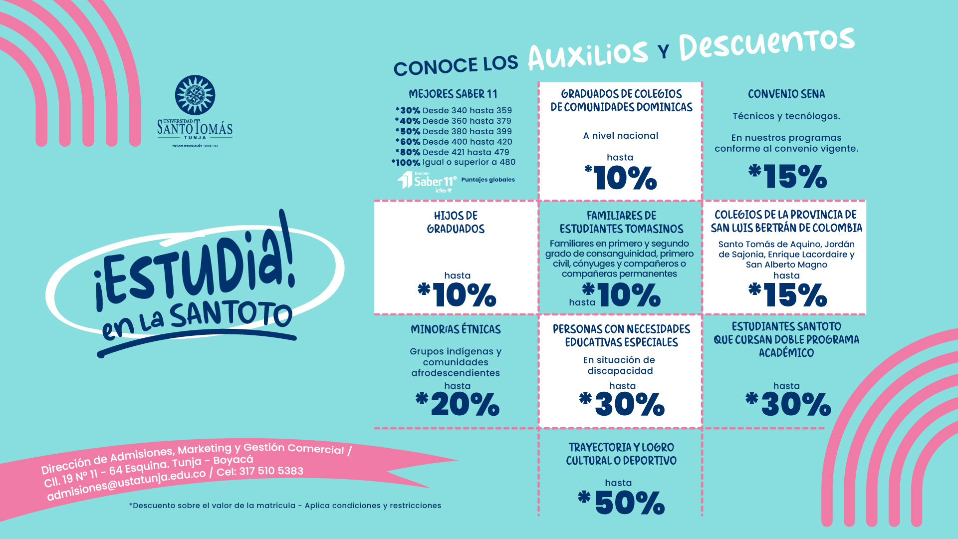 2025 auxilios descuentos santoto tunja boyaca pregrado